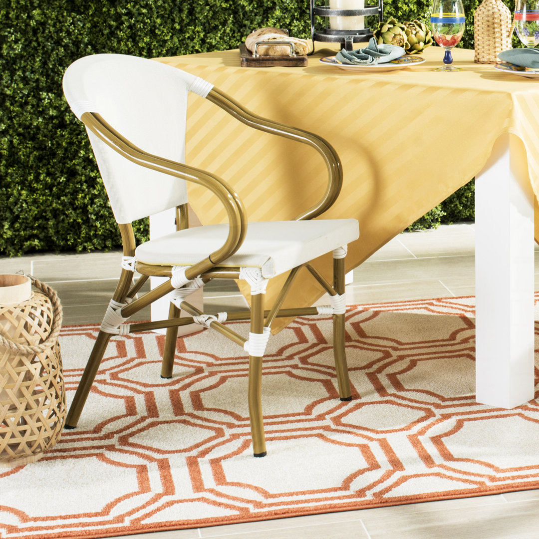 Matilda Metal Outdoor Dining Armchair (Set of 2) Bay Isle Home™