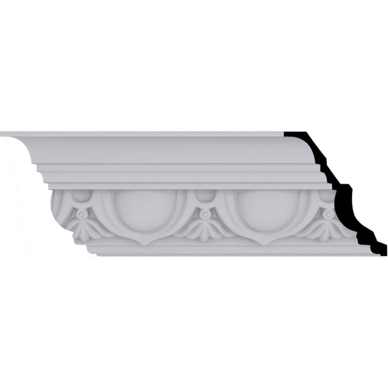 White Polyurethane Traditional Crown Moulding 7 3/8"H x 12"L
