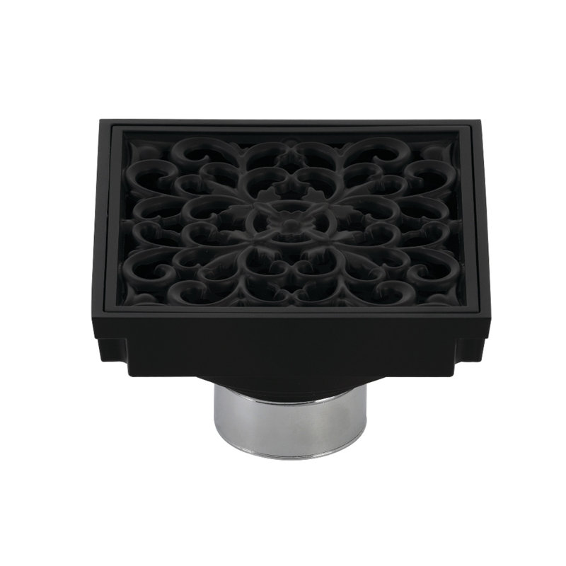 Drain de douche Watercours Scroll Grid, Noir mat