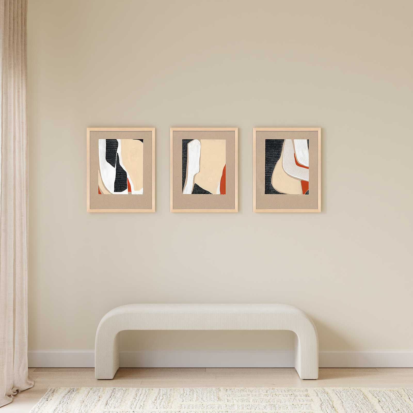 Ladner "Distant View" 3-Piece Print Set, 25" H x 20" W, Maple Framed