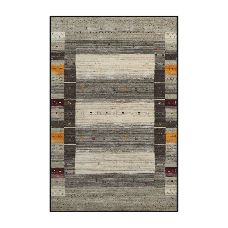 Tapis contemporain gris / beige, Rectangle 2 pi x 3 pi