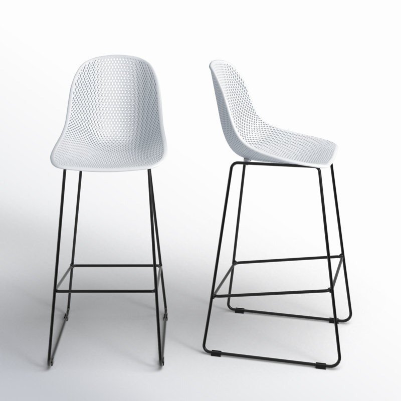 Madi Outdoor Bar Stool, 29.25" H, White