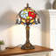 Lampe de table 14 "vintage avec abat-jour en verre coloré Tiffany (ampoule incluse)