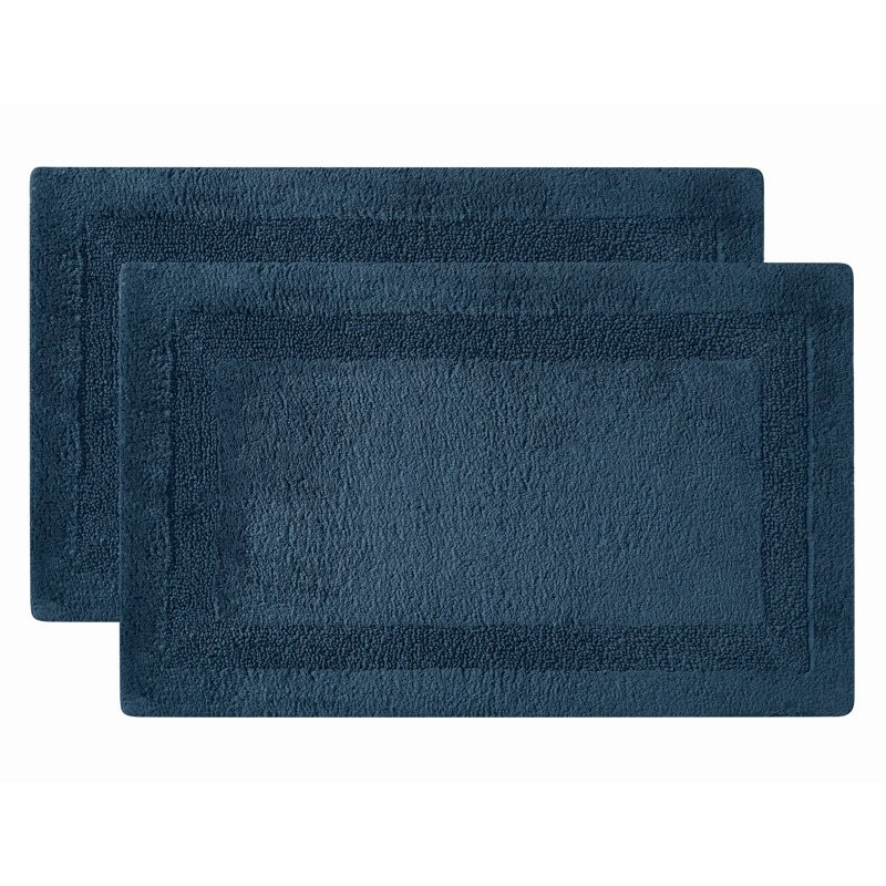 Papastamelos Set of 2 Bath Rug, Set of 2 - 24" L x 17" W, Navy