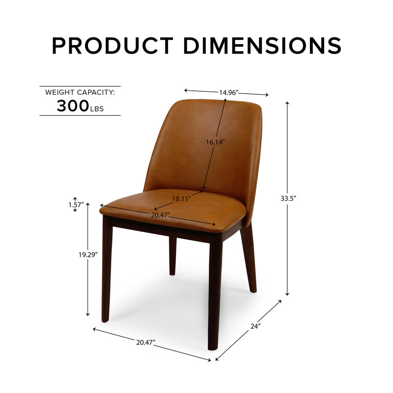 Modern Genuine Italian Leather Upholstered Dining Chair with Oak Legs
