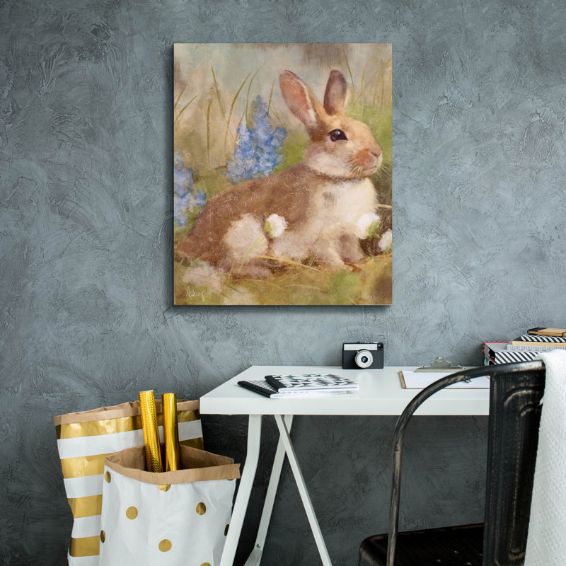 «Bunny In Meadow» par Ashley Bradley, art mural sur toile, H 24 po x l 20 po x P 0,75 po