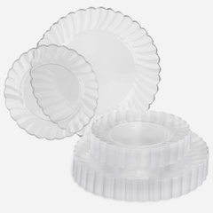 Perfect Settings Premium Clear Plastic Plates 100 Piece Set Elegant Disposable Heavy-Duty 6.25 inch Dessert or Salad Plates (Diamond Edge)