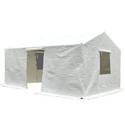 12'X20' Gazebo Shelter Protection Enclosure Cover - All Weather Waterproof, White, With Sidewalls And Mesh Windows For Gazebos, Polypropylene, Windproof, Easy To Up Gazebos Windows, Simple