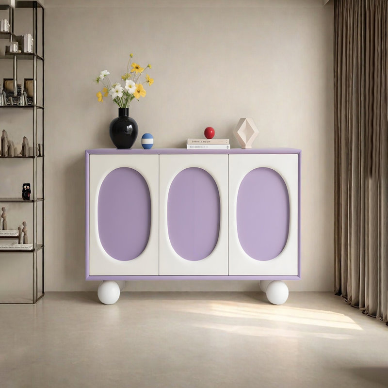 Modern multi-functional solid wood accent cabinet, Purple