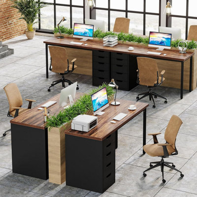 Bureau d'ordinateur à 5 tiroirs, bureau à domicile rustique brun de 47 pouces avec rangement, bureau d'ordinateur simple et moderne, table d'écriture pour petits espaces (armoire à tiroir réversible)