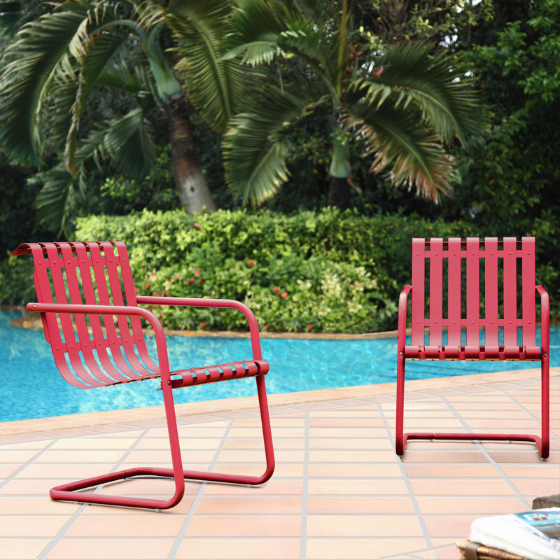 Chaise de patio Burley, Satin rouge foncé