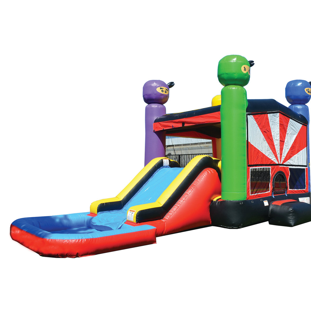 JumpOrange Ninja Commercial Grade Bounce House Water Slide with Splash Pool for Kids (with Blower) JumpOrange
