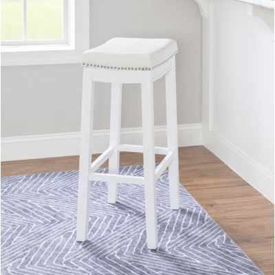 Bartonville Counter & Bar Solid Wood Backless Stool with Upholstered Seat
