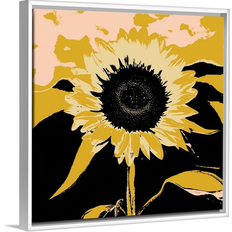 Pop Art Sunflower IV - impression sur toile, Cadre flottant blanc, H 37,7 po x l 37,7 po x P 1,75 po