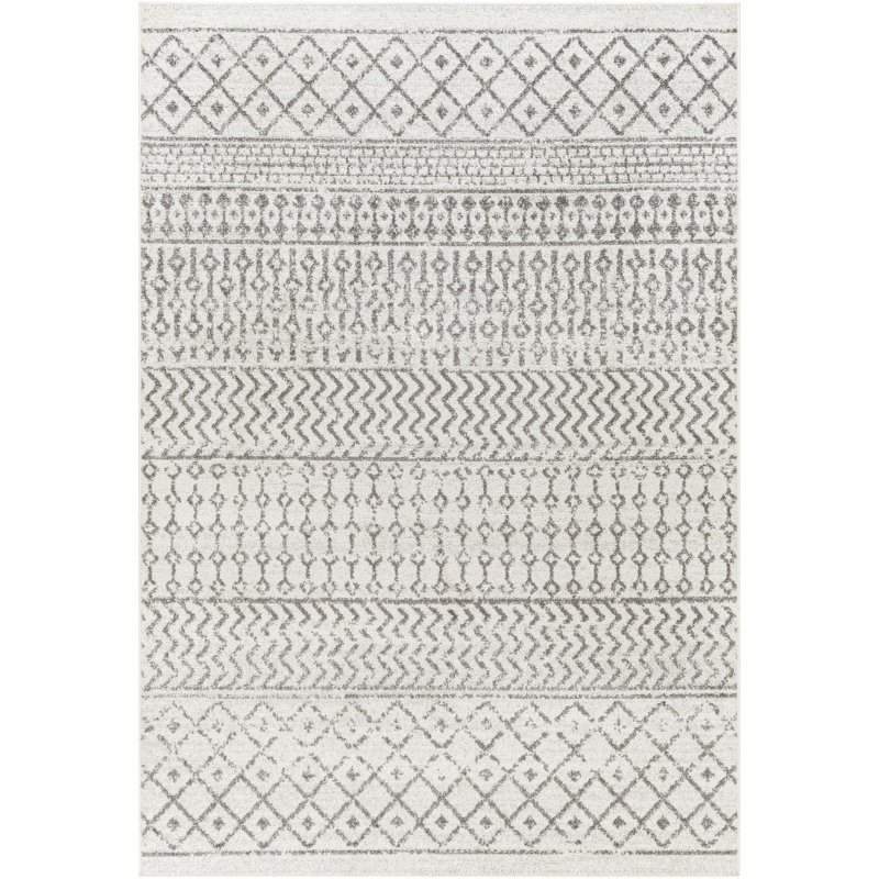 Bernhard Global Ivory/Gray Area Rug, Rectangle 5' x 8'