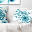 Typical Blue Snowy Fractal Flower - Floral Printed Throw Pillow