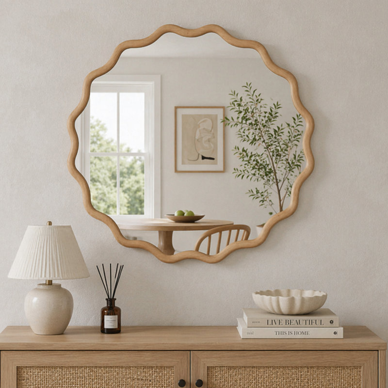 Miroir Wavy, L 24 po, Naturel