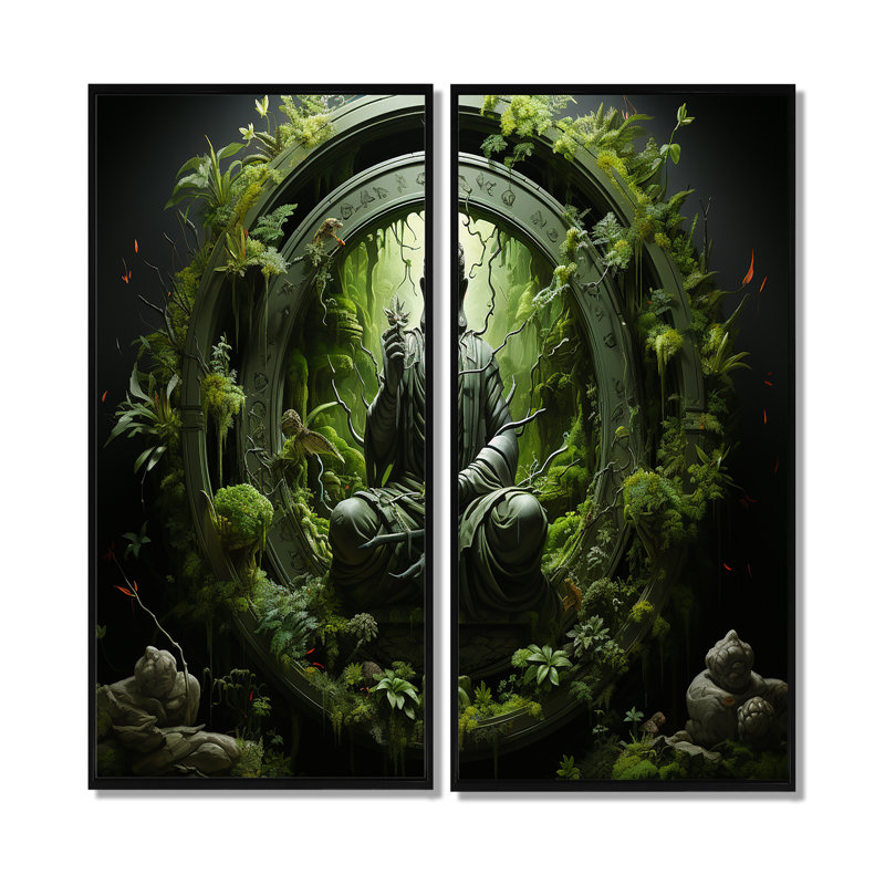 Bouddhisme sacré Mantra I - Bouddhisme, grandes impressions sur toile, 40" H x 40" W, Impression encadrée flottante, Black