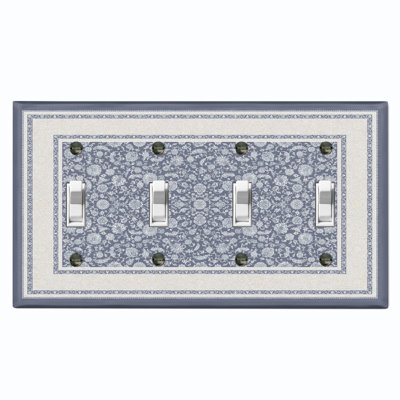 Rustic Gray Carpet Rug Print 4 - Gang Toggle Light Switch Standard Wall Plate