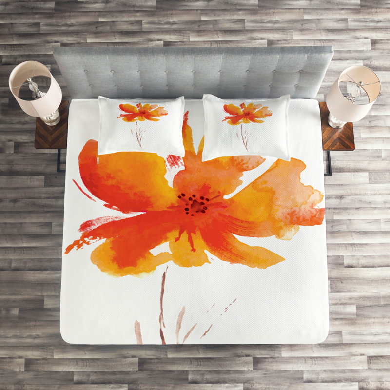 Flower Farmhouse / Country Polyester Coverlet, King Bedspread + 2 Shams