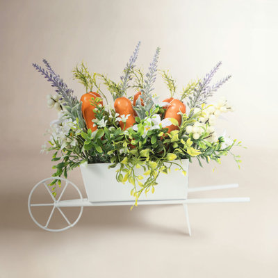 Metal Easter Carrot Wagon Holiday Accent