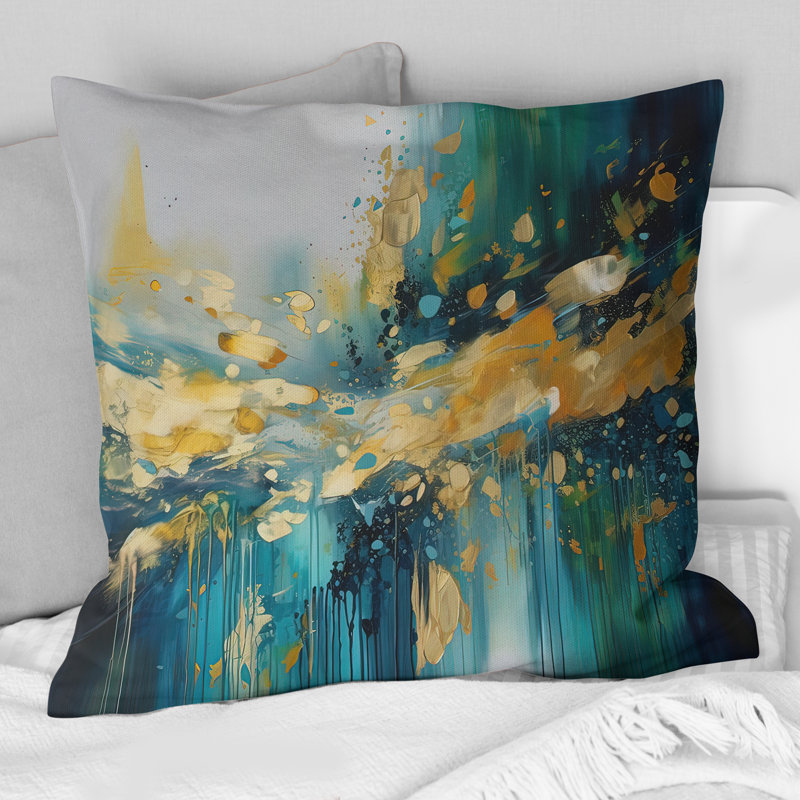Coussin Golden Explosion Triangles IV - Abstract