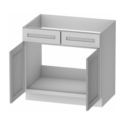 Kindwood Eco Shaker 27 W x 24 D x 34.5 H Ready-to-Assemble Plywood Sink Base Cabinet in White
