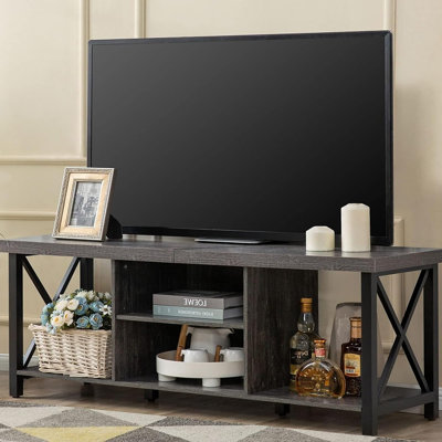 Meuble télé avec étagères de rangement ouvertes, centre multimédia moderne, console multimédia pour salon et chambre, gris