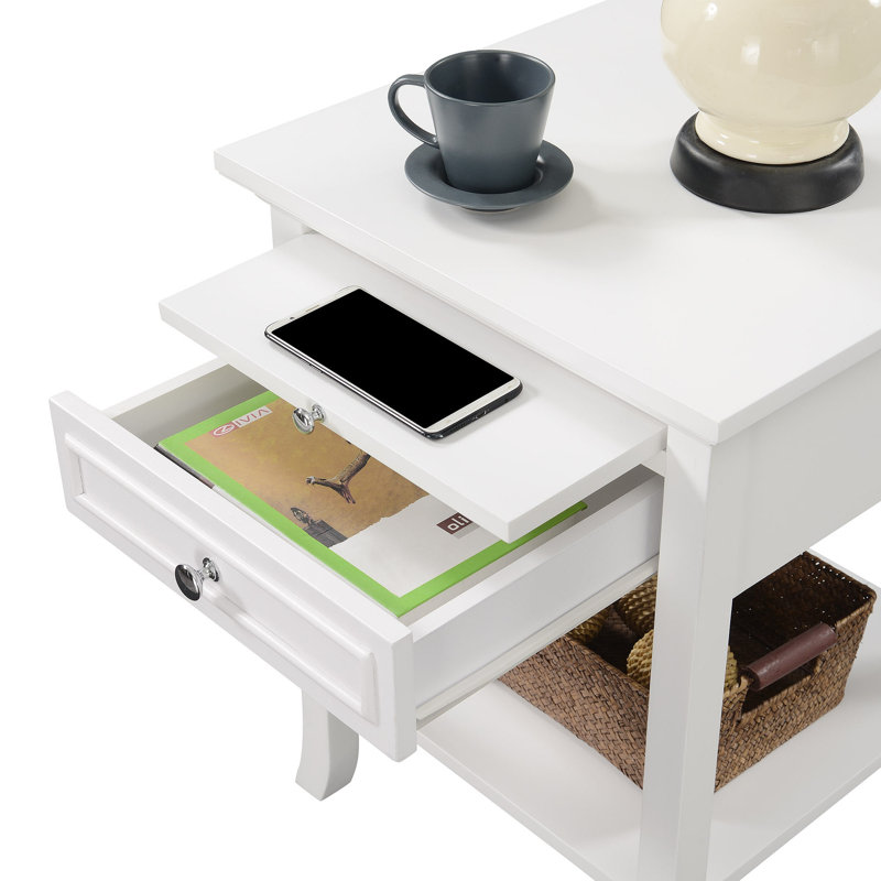 Carbin End Table with Storage, White