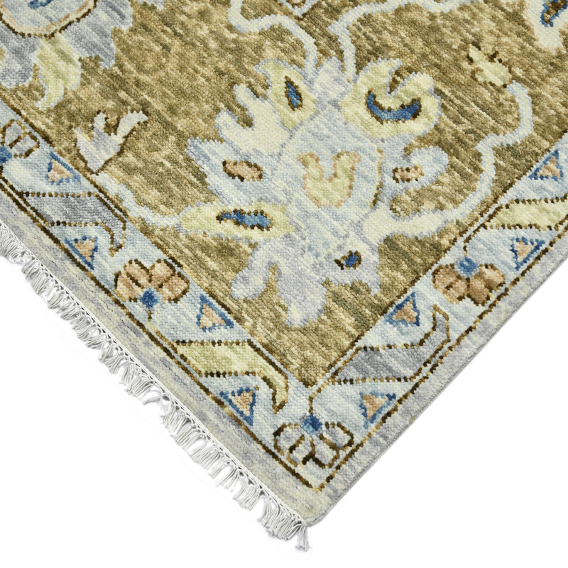 Blu Wool Oriental Area Rug in Neutral, Rectangle 8' x 10'