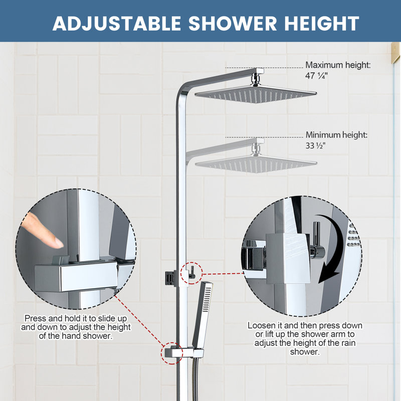 Wall Mounted Solid Brass 3-Function Temperature Control Outdoor Shower with Handheld Shower Head and Footwash