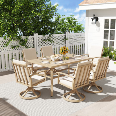 Whittlesey Rectangular Aluminum Dining Set with Cushions
