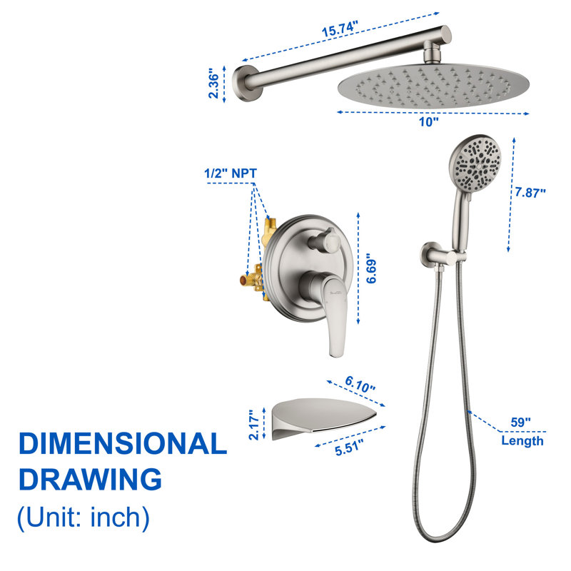 All-In-One Kit with Rough in-Valve, Brushed Nickel