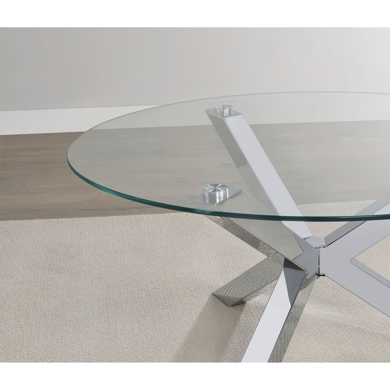 Alexa Chrome 3-piece Round Coffee and End Table Set