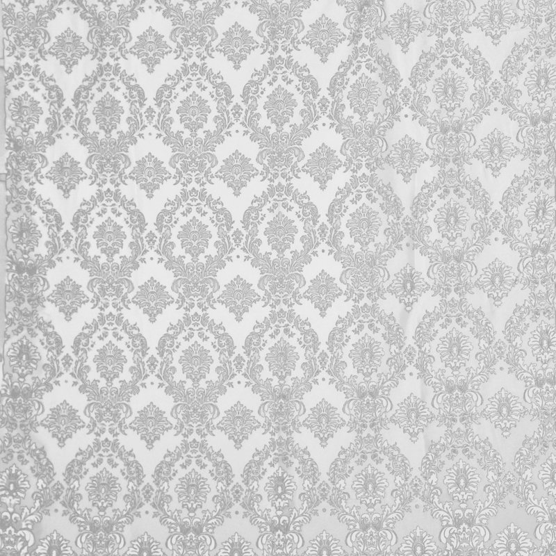 Cantonnière à damas, L 120 po x L 9 po, Blanc