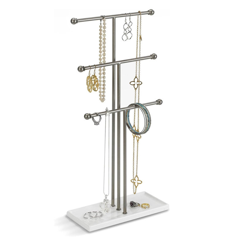 Jewellery Stand +, Weiss/Nickel