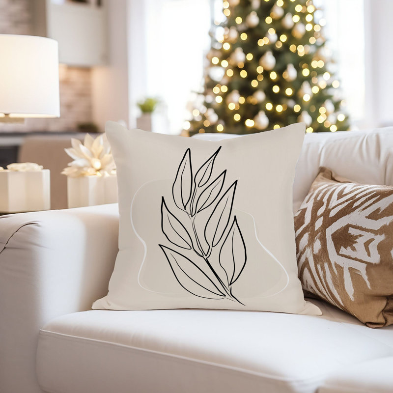 Botanical Leaf Beige Leaves Modern, 18"H x 18" W