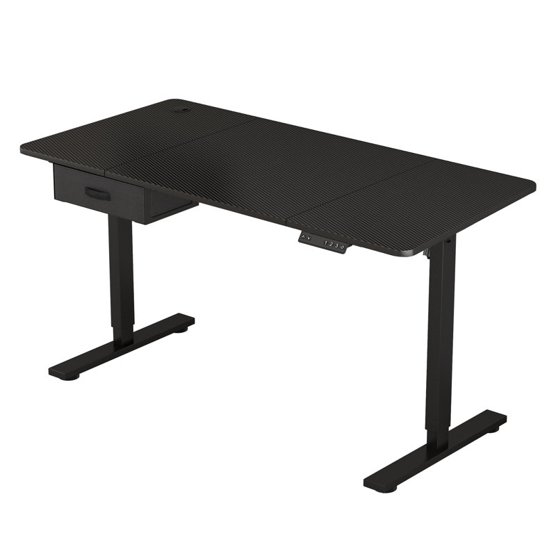 Alstead Adjustable Standing Desk, 140cm W x 60cm D, Black, Black