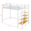 Structure de lit simple de taille mezzanine avec escalier, tablette de rangement-618086534