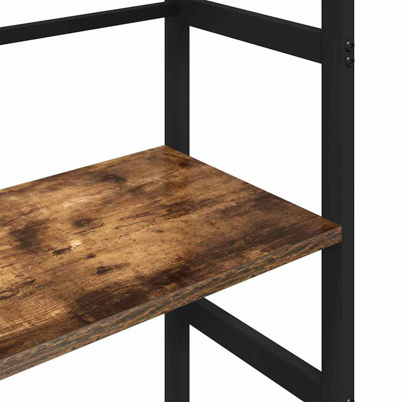 Steel Etagere Bookcase, Smoked Oak, (3 Shelves) 115cm. H x 40cm. W x 29.5cm. D