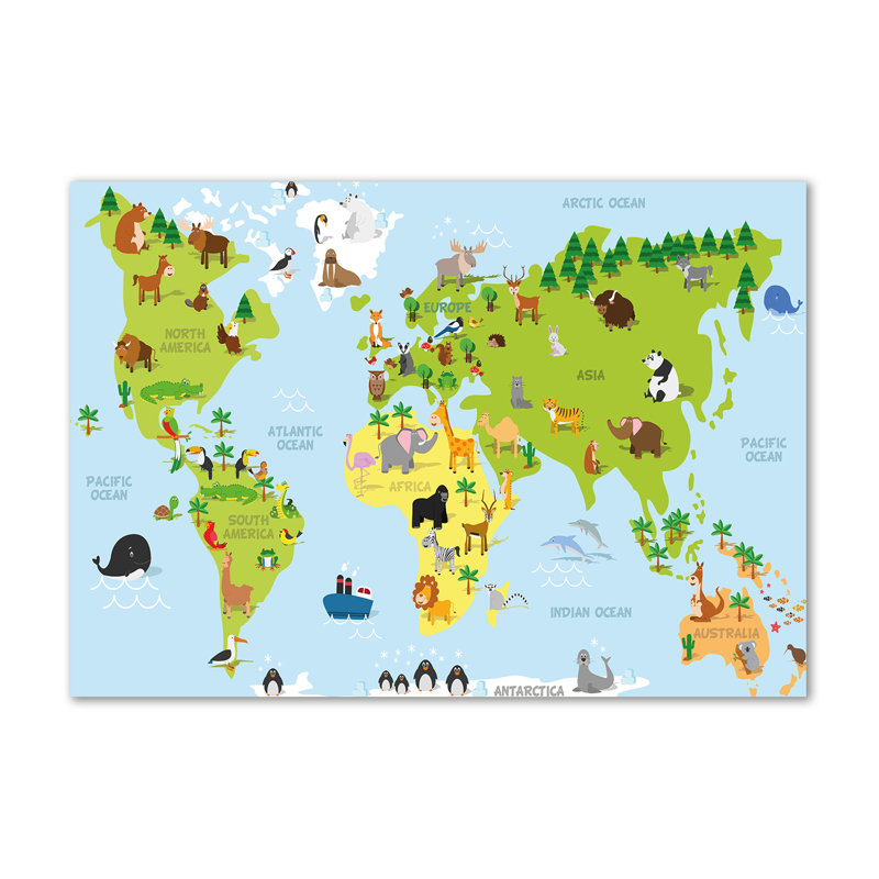 Map Of Animals - Wrapped Canvas Print
