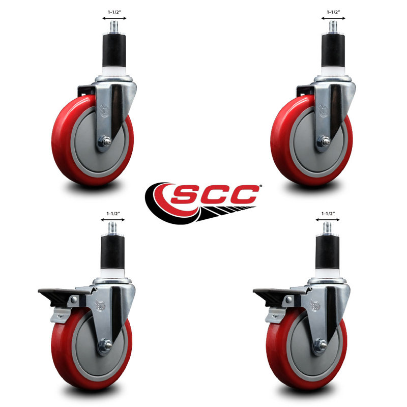 Jeu de roulettes extensibles en poly pivotant sur roues pivotantes 1-1 / 2 pouces 2 pouces SCC