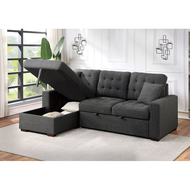 Jerrud Sectional With Right Chaise, 38" H x 87" W x 61"D, Left Hand Facing, Herman Dark Gray Polyester