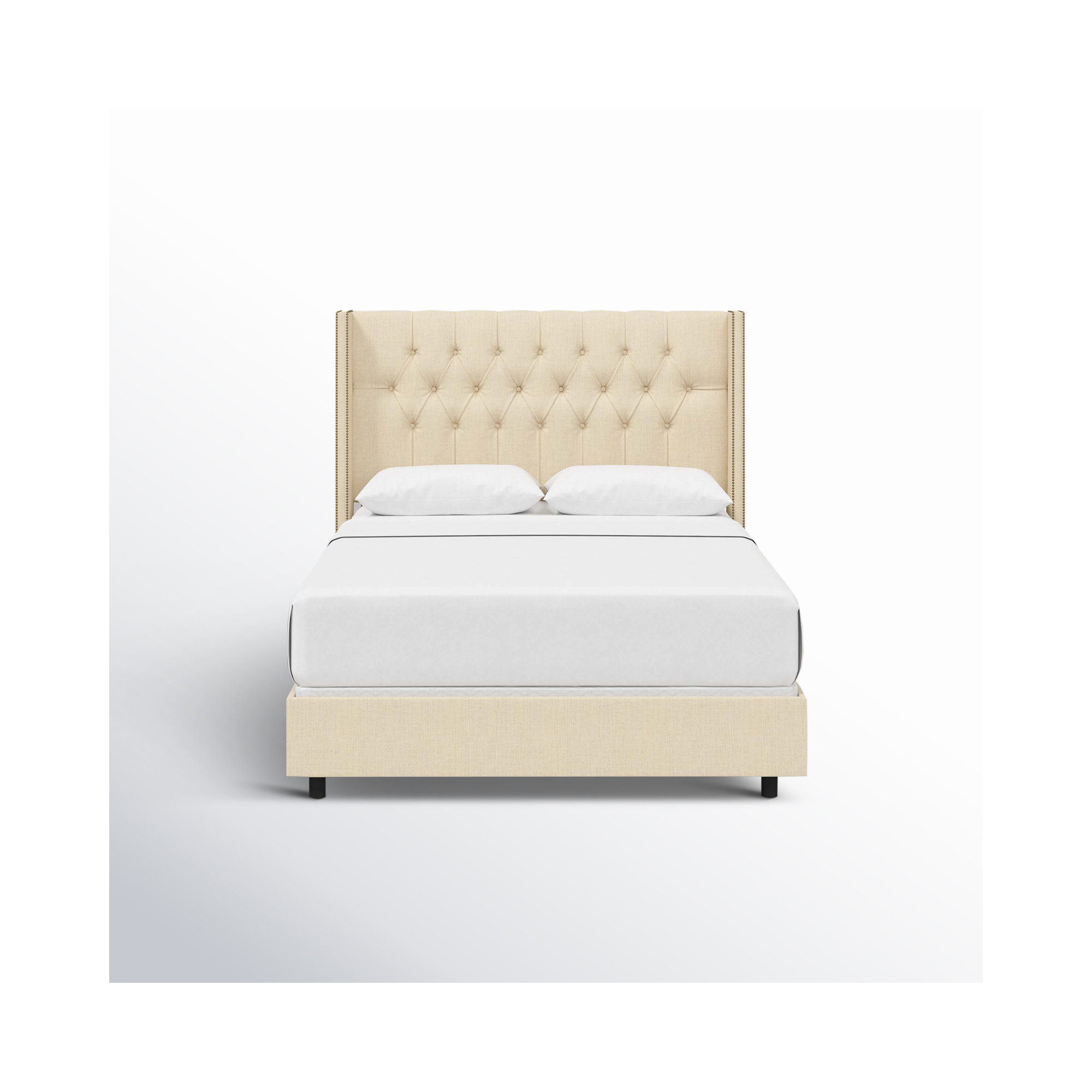 Breckin Upholstered Wingback Bed, Classic Linen Linen, Twin