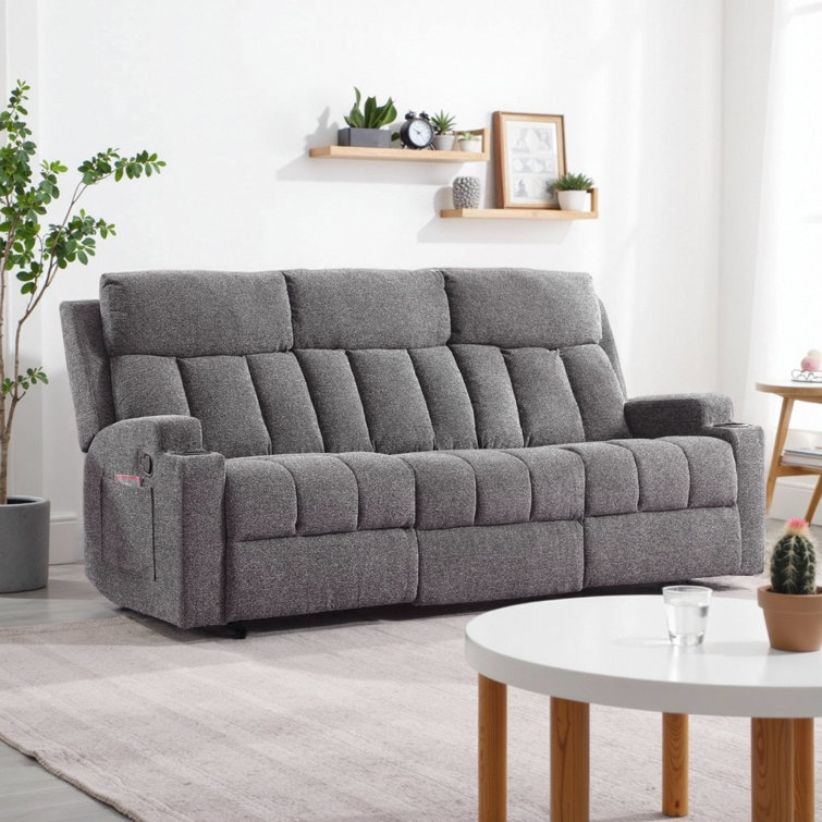 Bernardete 79.13" Wide Microsuede Upholsteried Manual Reclining Comfort Sofa