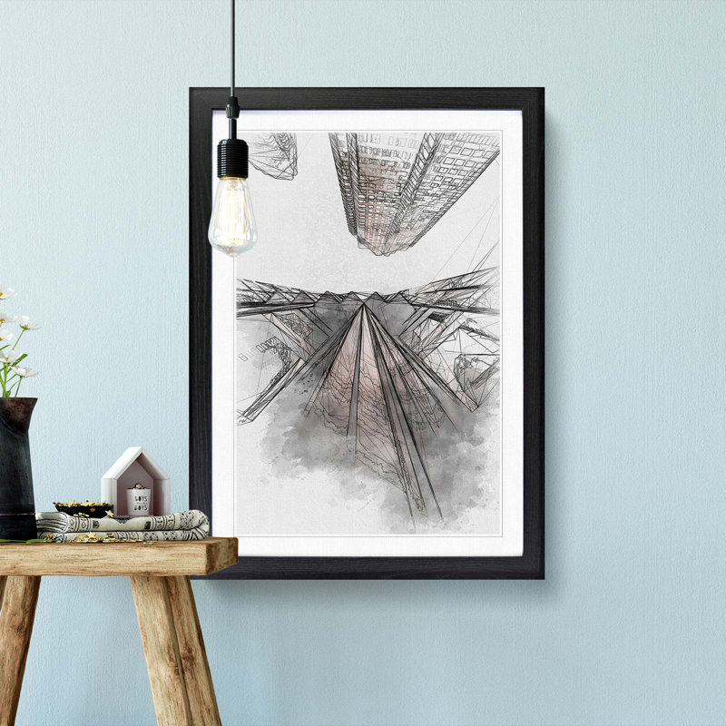 Sketching the Architecture Vol.51 - Picture Frame Drawing Print, Black Framed, 48cm H x 36cm W x 2cm D