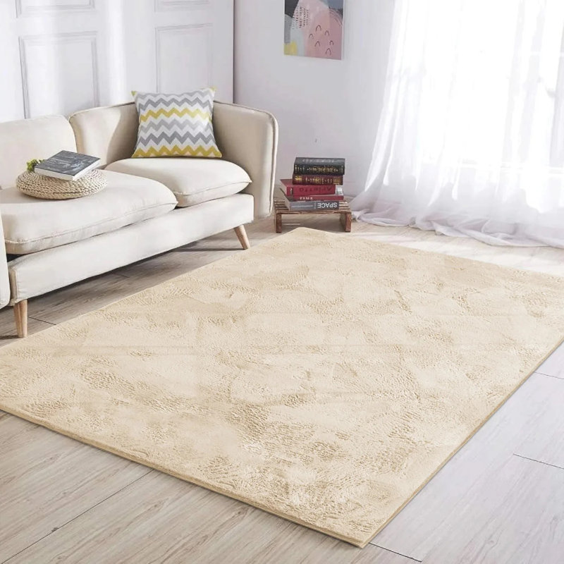 Alberik Natural Beige Faux Fur Shag Area Rug - Ultra Plush High Pile Accent Rug for Cozy Home Decor, Rectangle 60 x 110 cm