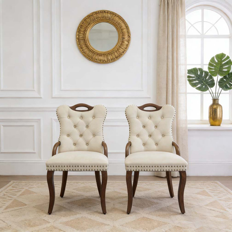 Chaise de salle à manger en velours, Beige