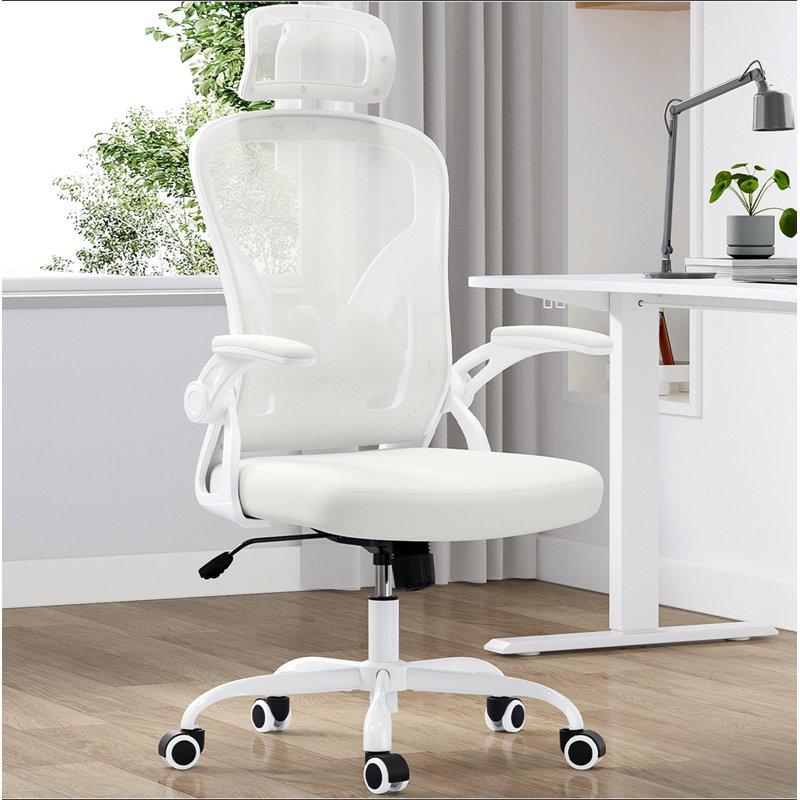 Chaise de bureau ergonomique, chaise de bureau avec appui-tête, chaise d'ordinateur à haut dossier avec accoudoirs et support lombaire réglable pour la salle d'étude de bureau à domicile