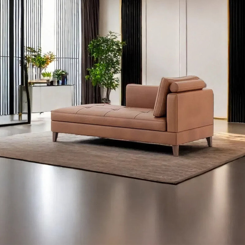 Chaise longue en similicuir Modern Creative Simple Leisure, Accoudoir à droite (vu de face)